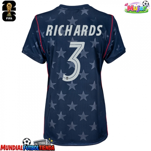 Camiseta Estados Unidos Chris Richards #3 Segunda Equipación Replica Mundial 2026 para mujer mangas cortas
